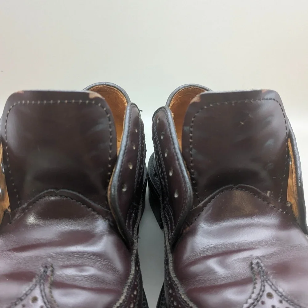 Vtg Dexter Dark Burgandy Wingtip Oxfords 100% Leather Made in the USA Size 8 1/2